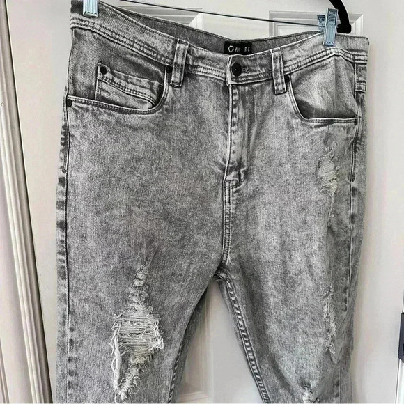 Empyre Verge Chad Tapered Charcoal Skinny Jeans Size 34 Skater‎ Distressed Jeans - Picture 5 of 7